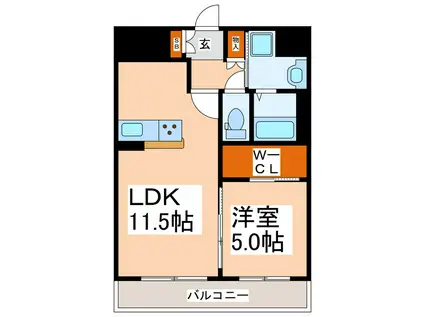 LIBTH並木坂(1LDK/5階)の間取り写真
