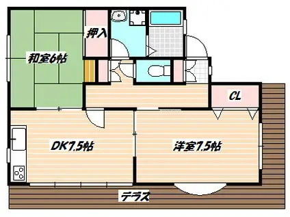 アーバンフォレストN・K(2DK/1階)の間取り写真
