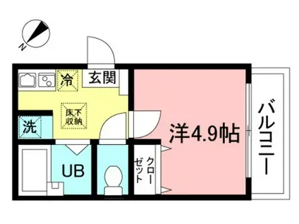 CASA DEL SOLE IKUTA(1K/1階)の間取り写真