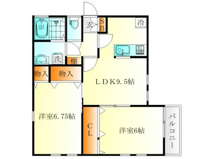 ウィングコート(2LDK/1階)の間取り写真