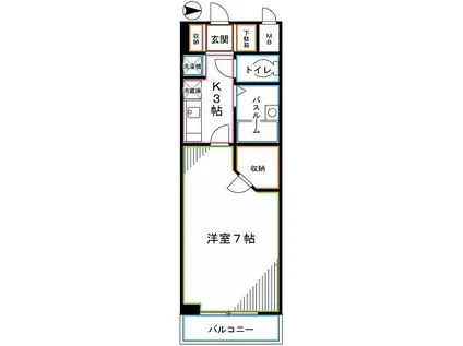 ビイルーム小金井(1K/4階)の間取り写真