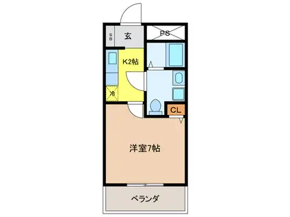 メゾン・サンカレッジ(1K/2階)の間取り写真