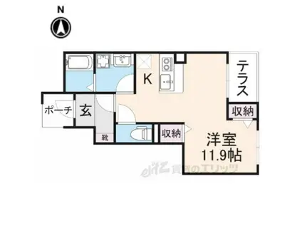 近鉄生駒線 勢野北口駅 徒歩3分 2階建 築9年(ワンルーム/1階)の間取り写真