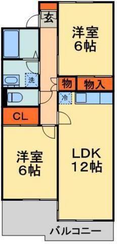 ロイアルパレスシマ(2LDK/2階)の間取り写真