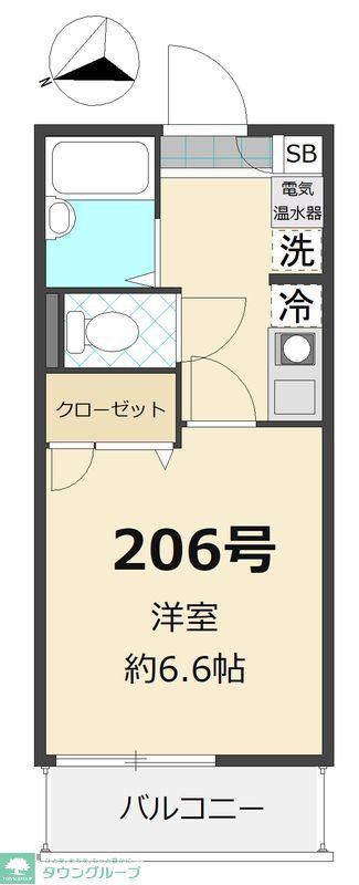 コンフォート由比ヶ浜(1K/2階)の間取り写真