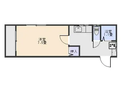 ＪＲ指宿枕崎線 谷山駅(ＪＲ) 徒歩3分 3階建 築26年(1K/1階)の間取り写真