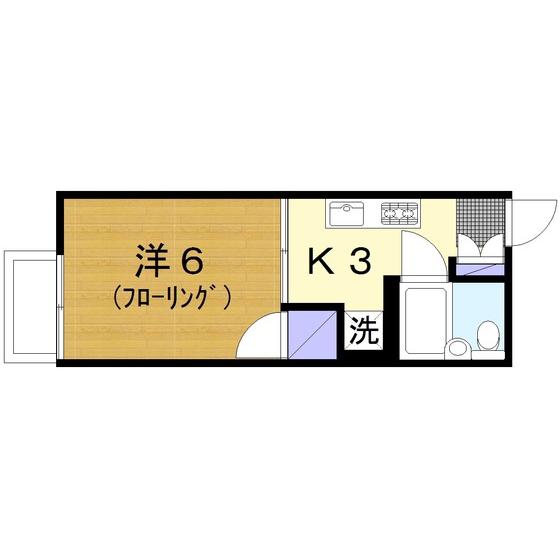 シティハイムアークヒルズ(1K/2階)の間取り写真