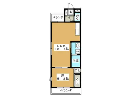 クラリス潮田(1LDK/2階)の間取り写真