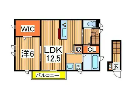 アヴニールヴィラ新柏(1LDK/2階)の間取り写真