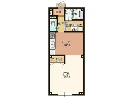 アビタシオン(1DK/1階)の間取り写真