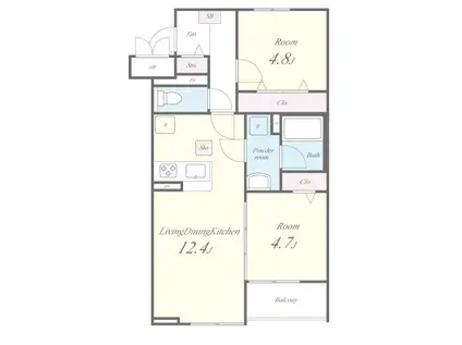 CHEVAL南葛西(1SLDK/1階)の間取り写真