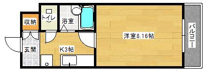 レジデンス京才(1K/3階)の間取り写真