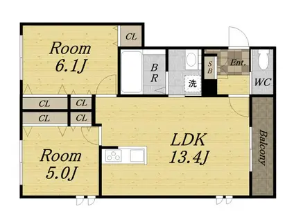 ステラハウス(2LDK/2階)の間取り写真