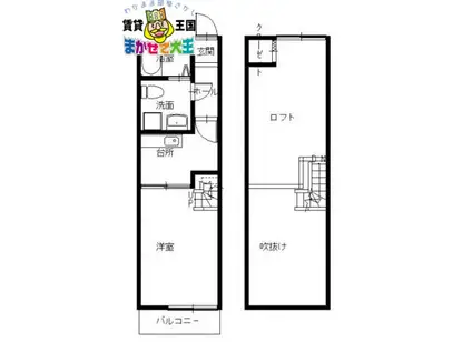 クレステージ住吉(1K/2階)の間取り写真