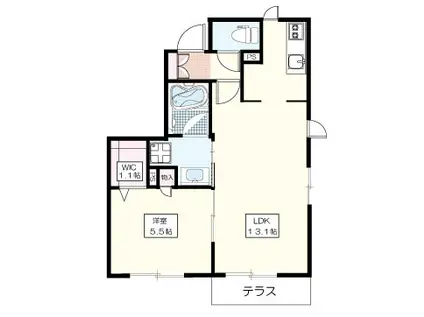 ル・クール武蔵野II(1LDK/1階)の間取り写真