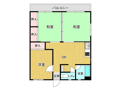 フラワーハイム(3DK/3階)の間取り写真