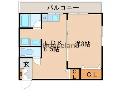 ＪＲ阪和線 紀伊駅 徒歩5分 4階建 築37年(1LDK/4階)の間取り写真