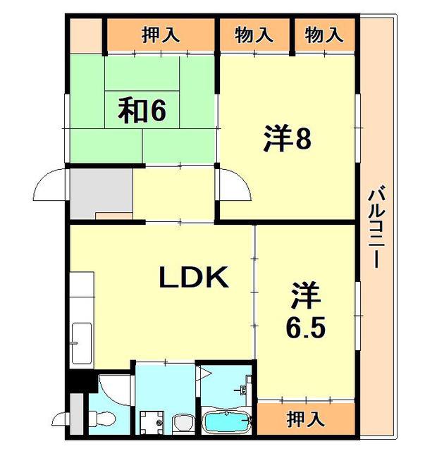 グランビュー塩屋(3LDK/2階)の間取り写真