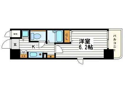 サムティ心斎橋イースト(1K/3階)の間取り写真