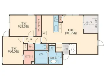 LULU西尾久(2LDK/2階)の間取り写真