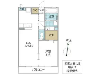アクアフィールド(1LDK/1階)の間取り写真