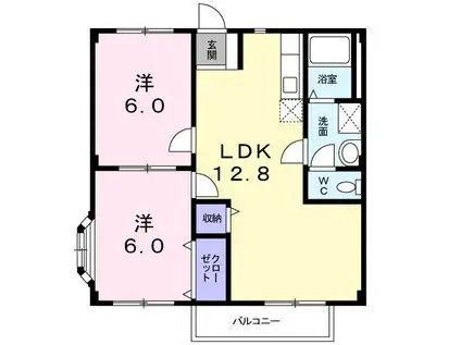 カーム横山(2LDK/2階)の間取り写真