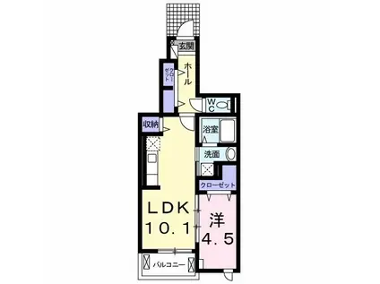 リリージュエル(1LDK/1階)の間取り写真