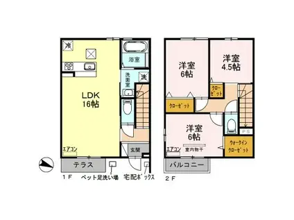 ＪＲ埼京線 与野本町駅 徒歩9分 2階建 築7年(3LDK/1階)の間取り写真