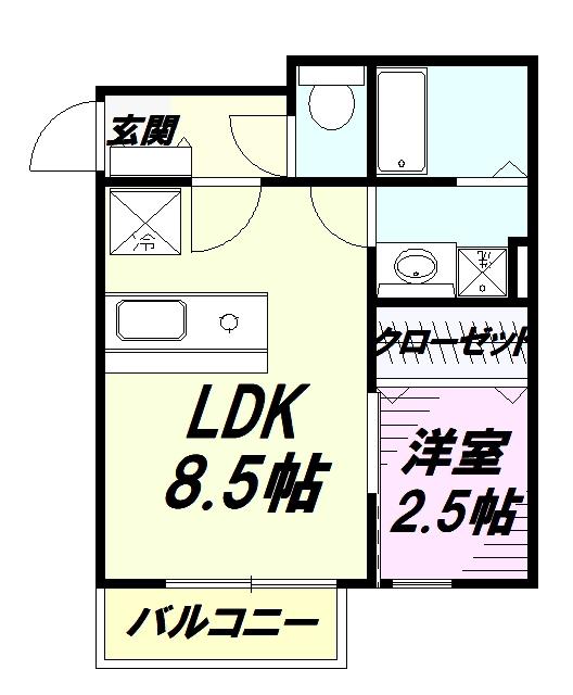 KEIAI RESIDENCE 西八王子III(1LDK/2階)の間取り写真