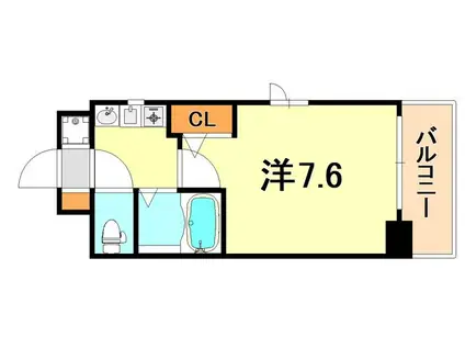 エステムコート三宮山手Ⅱソアーレ(1K/13階)の間取り写真