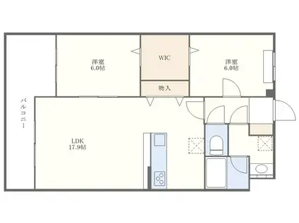 CHANTE大財(2LDK/4階)の間取り写真