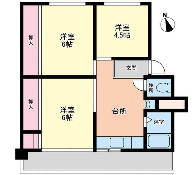 ヴィラナリー木太II2号棟(3DK/4階)の間取り写真