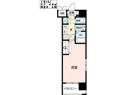 ベイプレイス小倉(1K/11階)の間取り写真