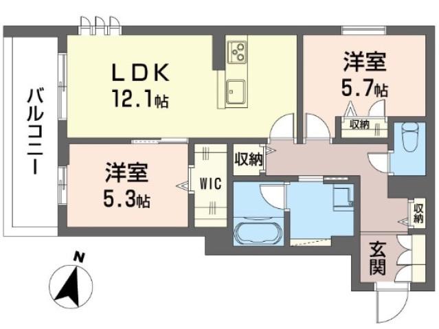 東武東上線 ふじみ野駅 徒歩15分 3階建 築1年(2LDK/1階)の間取り写真