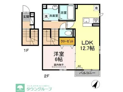 デューク 青葉(1LDK/2階)の間取り写真