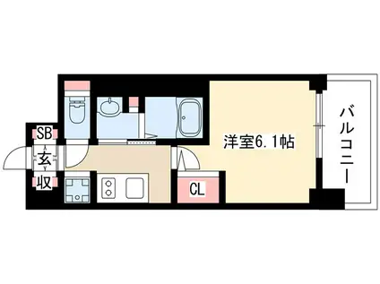 エステムコート名古屋栄プレシャス(1K/11階)の間取り写真