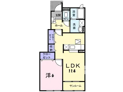 ヴィラージュ II(1LDK/1階)の間取り写真