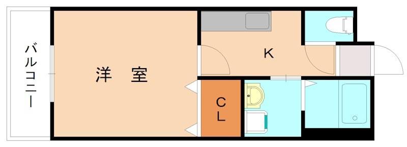 ミーナ清水(1K/3階)の間取り写真