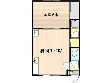 タイガーハイツ(1LDK/1階)の間取り写真