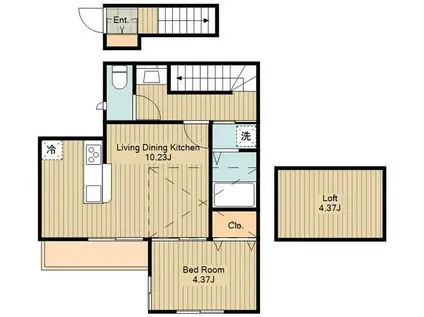 リヴェール吉祥寺(1LDK/2階)の間取り写真