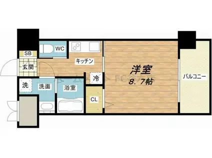 フォレストグレイス城東中央II(1K/9階)の間取り写真