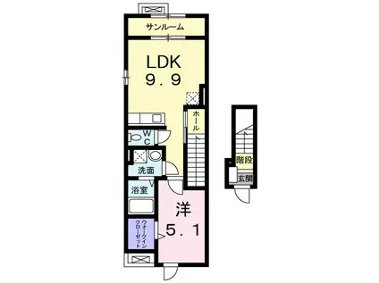 ハイ・アイランドIII(1LDK/2階)の間取り写真