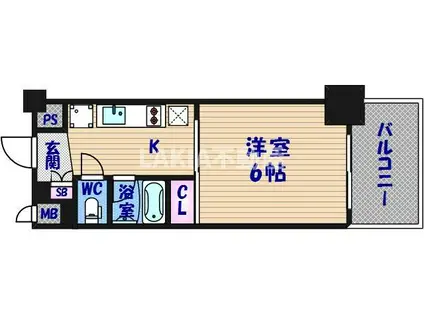 ル・パルトネール天王寺真田山(1K/6階)の間取り写真