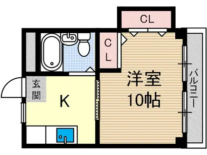 山崎第5マンション(1K/2階)の間取り写真