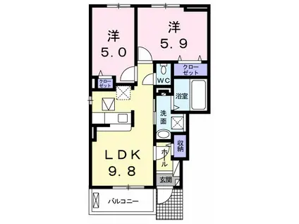 福井の里II(2LDK/1階)の間取り写真