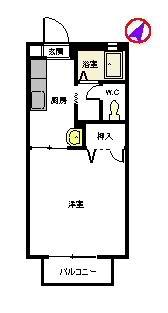 コンフォート(1K/2階)の間取り写真