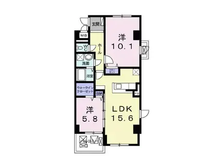 エアリーヒルズ芦屋(2LDK/7階)の間取り写真