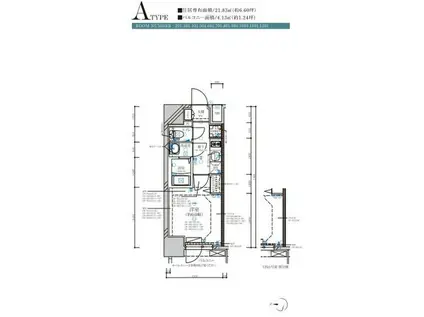 ディアレイシャス名古屋大須通(1K/12階)の間取り写真