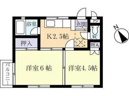 コーポ倉持(2K/3階)の間取り写真