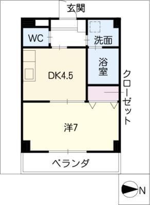 シャルマン藤ヶ丘(1DK/3階)の間取り写真